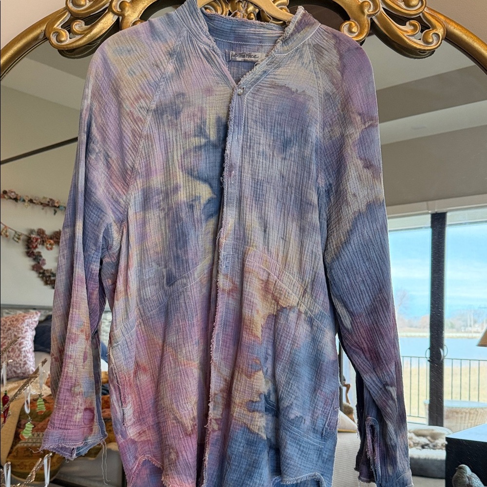 We The Free Blue Textured Top